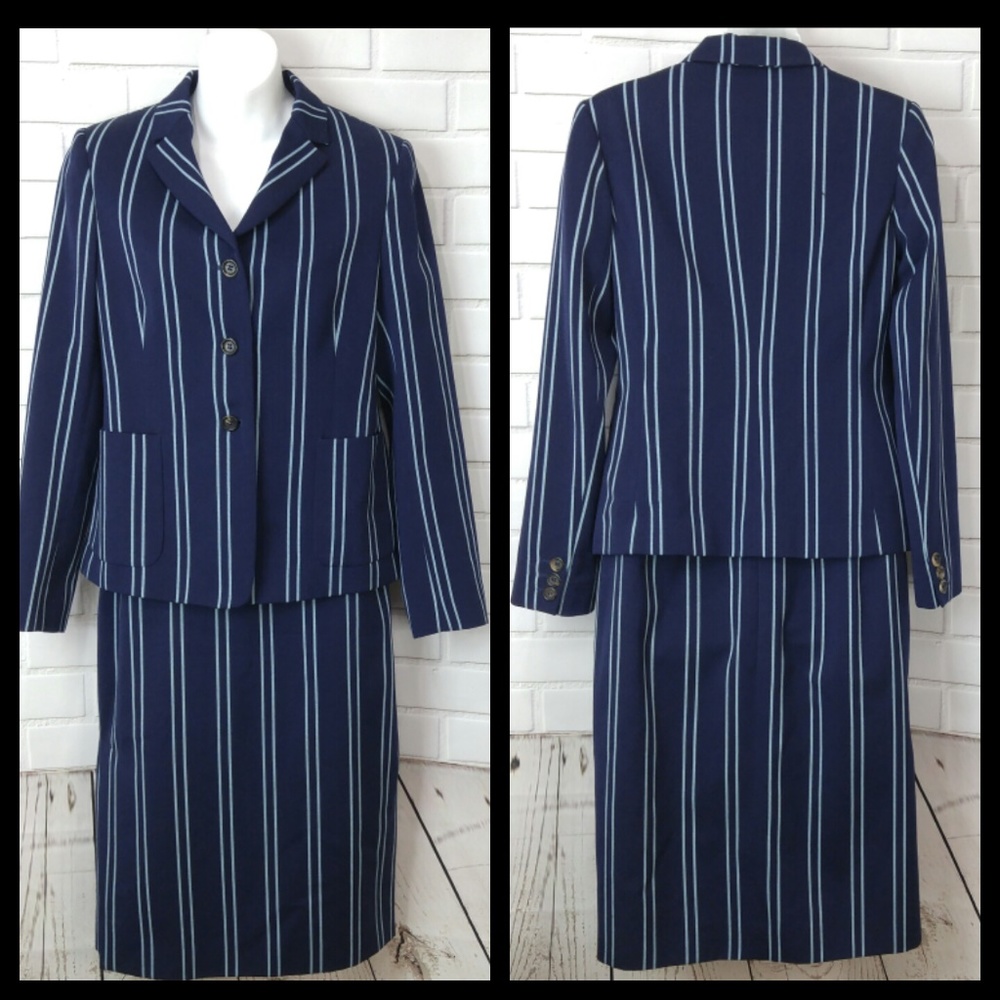 Burberry Suit Jacket Skirt Size 6 Wool Blend